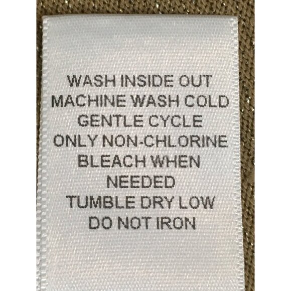 French Bazaar Top Women Size L Tan Blue Sequins Crochet Shoulders Long Sleeves - Picture 12 of 13